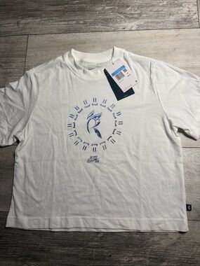 Nike White Short Sleeve Tee with Blue Graphic